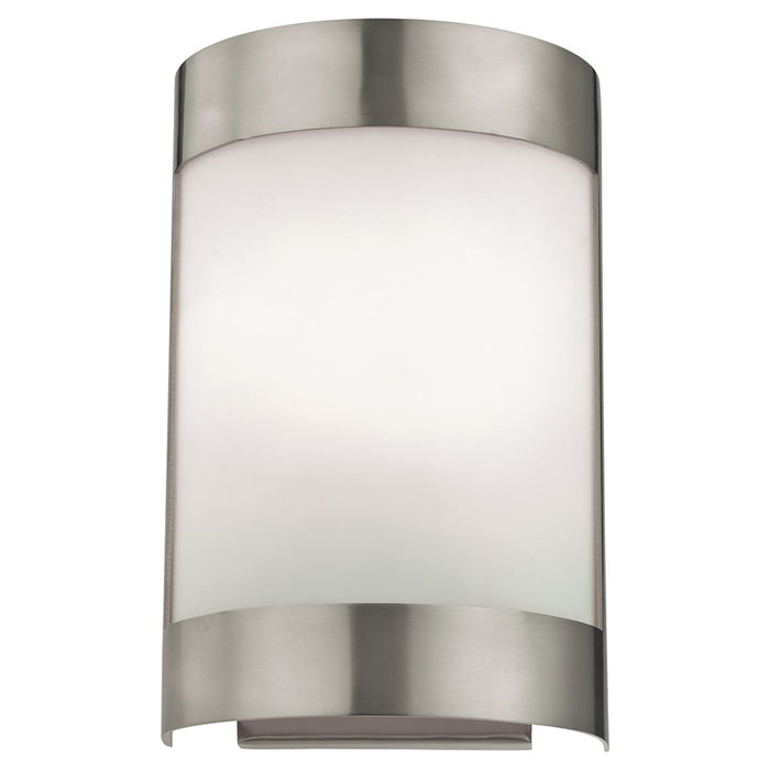 Atlas Lighting Zenith 10'' High 1Lt Sconce, Brushed Nickel/White
