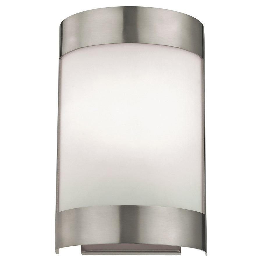 Atlas Lighting Zenith 10'' High 1Lt Sconce, Brushed Nickel/White