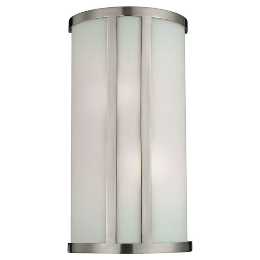 Atlas Lighting Zenith 14'' High 2Lt Sconce, Brushed Nickel/White