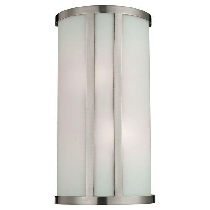 Atlas Lighting Zenith 14'' High 2Lt Sconce, Brushed Nickel/White