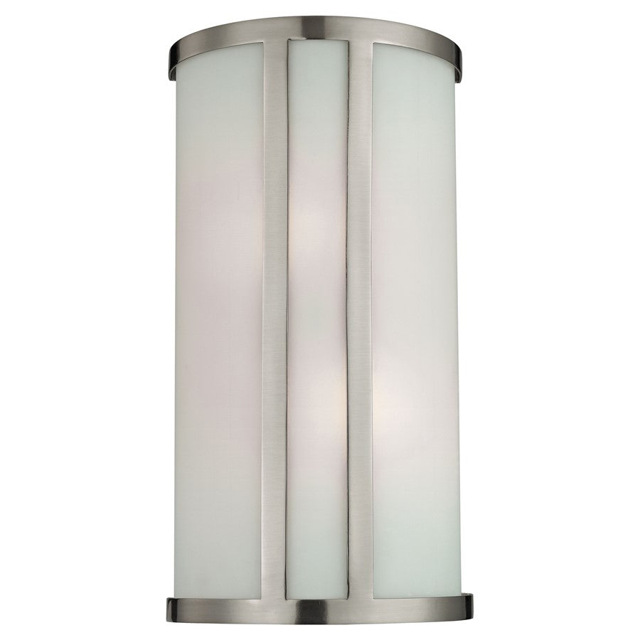 Atlas Lighting Zenith 14'' High 2Lt Sconce, Brushed Nickel/White