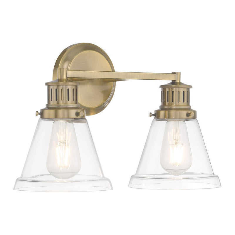 Atlas Lighting Alden 16.25''W 2Lt Vanity Light, Brass Clear/Clear