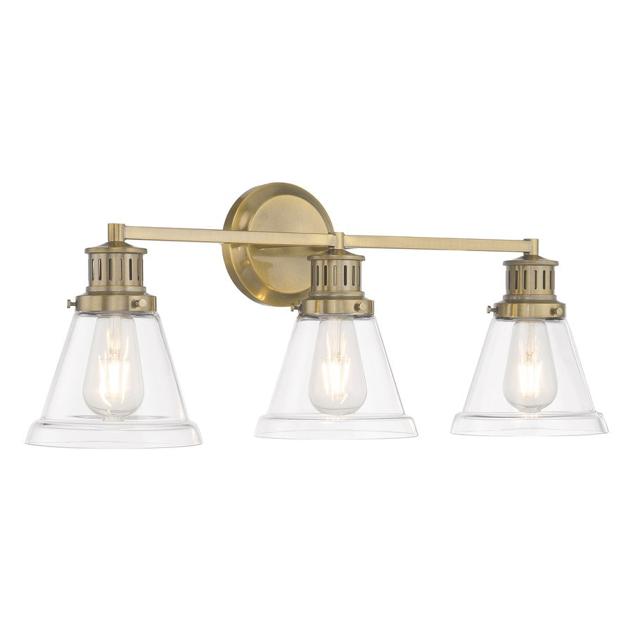 Atlas Lighting Alden 26'' Wide 3Lt Vanity Light, Brass Clear/Clear - WL11179-BS