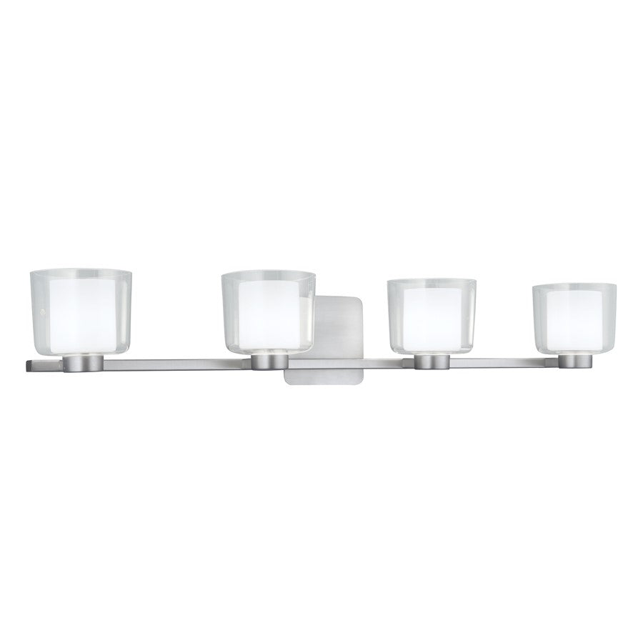 Atlas Lighting Alexus 34''W 4Lt Vanity Light, Brushed Nickel/Opal