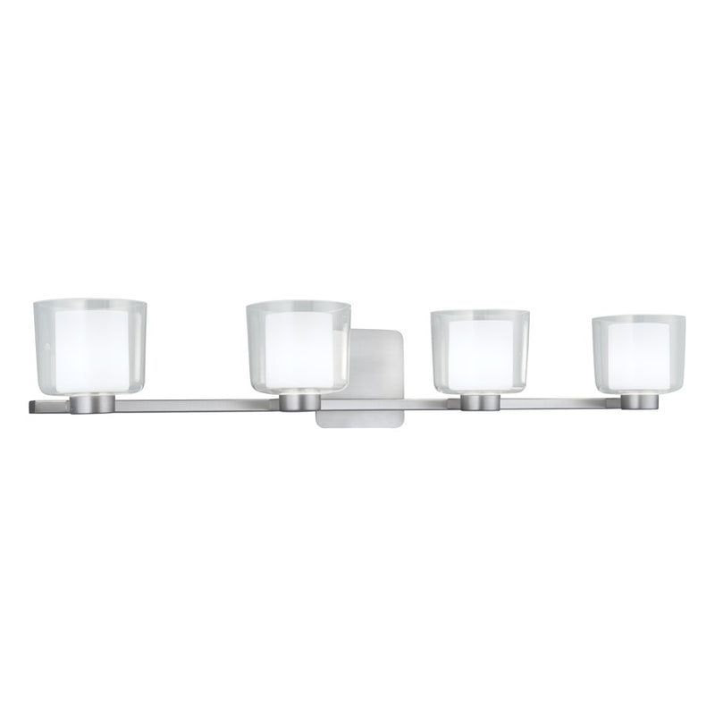 Atlas Lighting Alexus 34in 4-Light Vanity Light | Transitional Brushed Nickel and Opal Glass | Bathroom Vanity | Model WL11180-NK