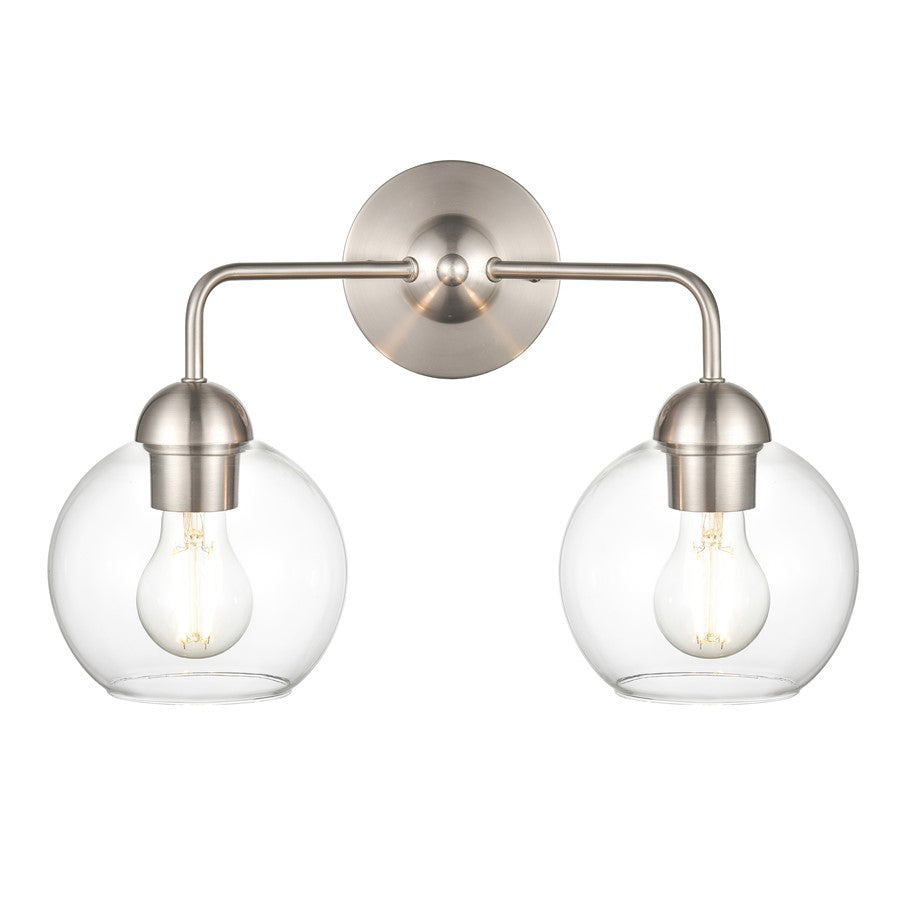 Atlas Lighting Soren 15.75'' Wide 2Lt Vanity Light, Nickel/Clear