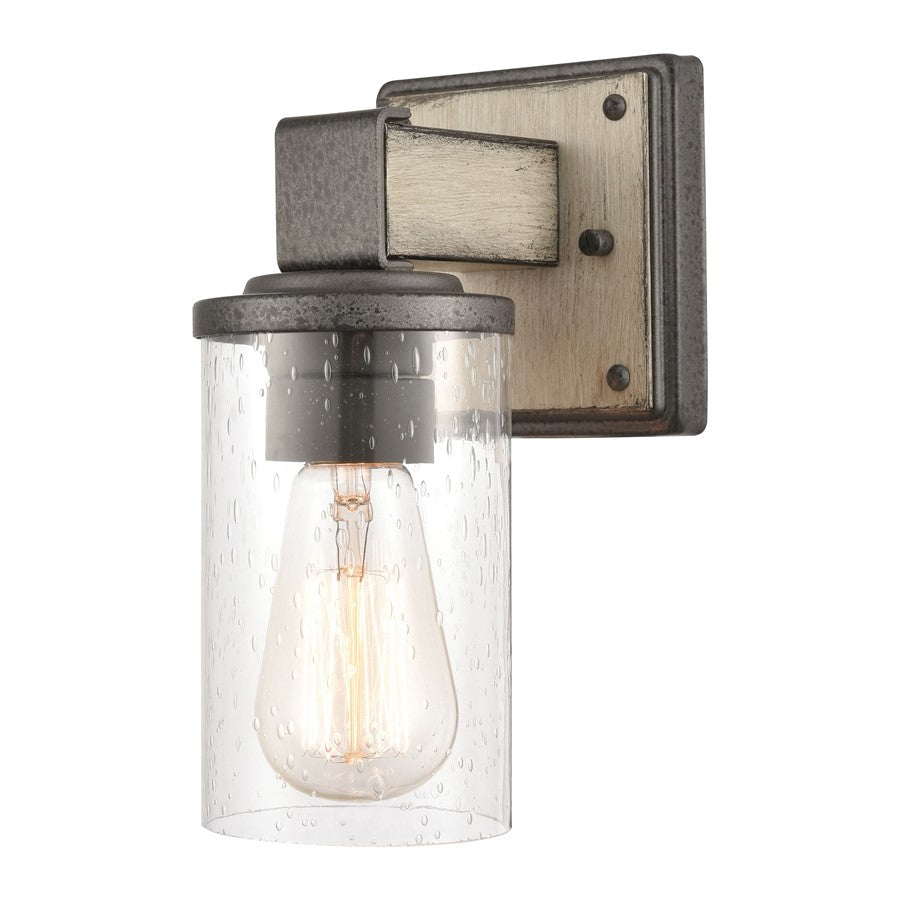 Atlas Lighting Annenberg 9'' High 1Lt Sconce, Anvil Iron/Clear