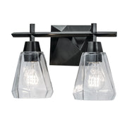 Atlas Lighting Arctic 12.4''W 2Lt Vanity, Acid Dipped Black/Clear - WL11190-BK