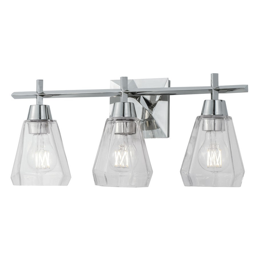Atlas Lighting Arctic 20'' Wide 3Lt Vanity Light, Nickel/Clear