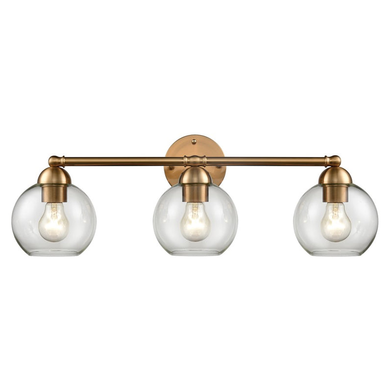 Atlas Lighting Astoria 25in 3-Light Vanity Light | Transitional Satin Gold and Clear Glass | Bathroom & Powder Room | 25 x 9 x 9 in | Model WL11193-GD