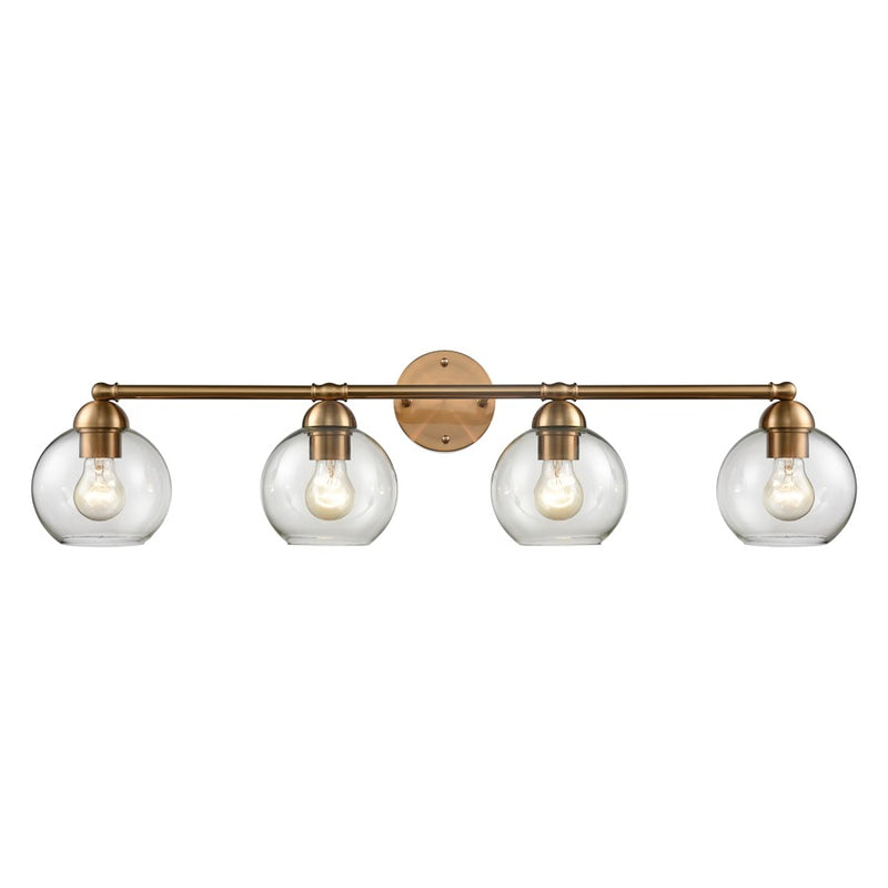 Atlas Lighting Astoria 35in 4-Light Vanity Light | Transitional Satin Gold and Clear Glass | Bathroom & Powder Room | 35 x 9 x 9 in | Model WL11194-GD