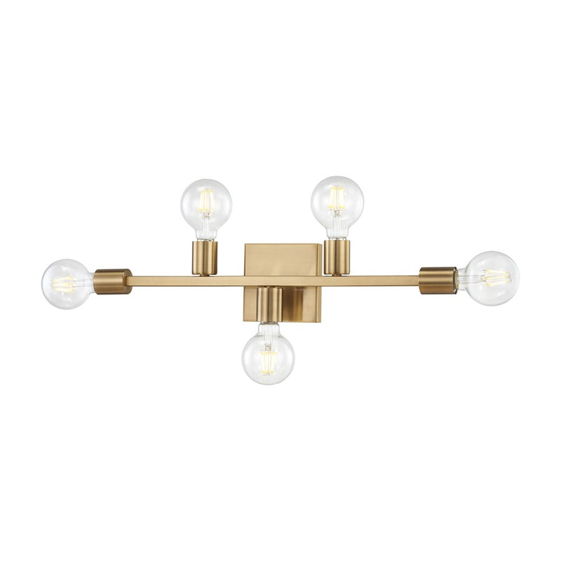 Atlas Attune 22in 5-Light Vanity Light | Modern Burnished Brass Metal | Bathroom & Powder Room | 22 x 3.5 x 4.75 in | Model WL11195-BS