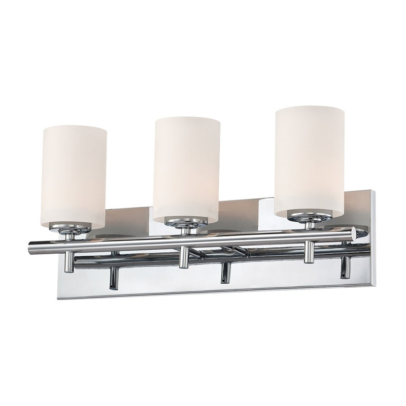 Atlas Barro 19in 3-Light Vanity Light | Transitional Chrome and White Glass | Bathroom & Powder Room | 19 x 5.3 x 9 in | Model WL11198-CH