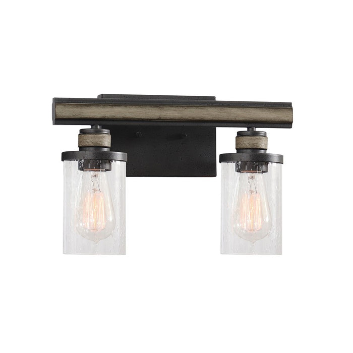 Atlas Lighting Beaufort 14''W 2Lt Vanity Light, Anvil Iron/Clear