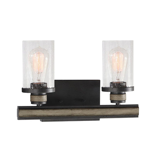 Atlas Lighting Beaufort 14''W 2Lt Vanity Light, Anvil Iron/Clear