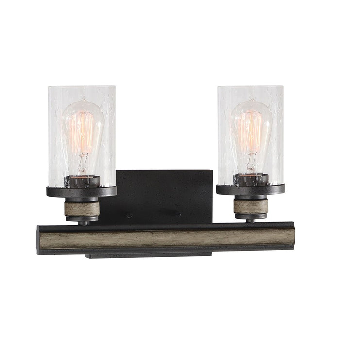 Atlas Lighting Beaufort 14''W 2Lt Vanity Light, Anvil Iron/Clear