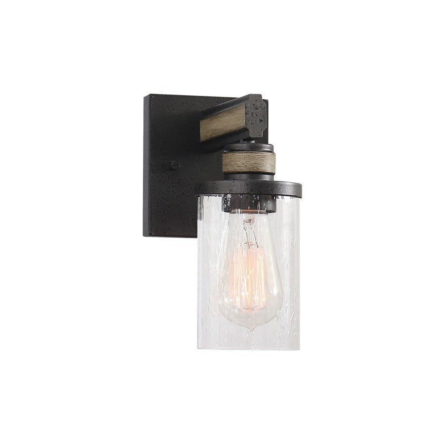 Atlas Lighting Beaufort 9'' High 1Lt Sconce, Anvil Iron/Clear - WL11201-BK