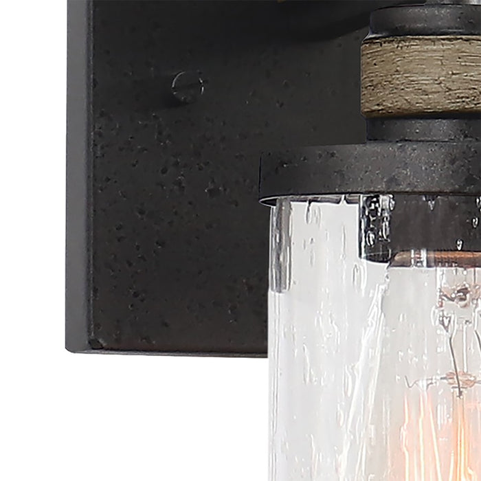 Atlas Lighting Beaufort 9'' High 1Lt Sconce, Anvil Iron/Clear