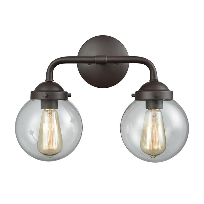 Atlas Lighting Beckett 15'' Wide 2Lt Vanity Light, Bronze/Clear