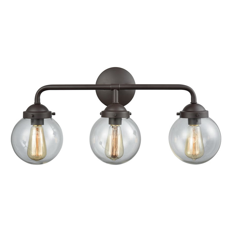 Atlas Lighting Beckett 24in 3-Light Vanity Light | Modern Oil Rubbed Bronze and Clear Glass | Bathroom Vanity | 24 x 7 x 11 in | Model WL11204-BZ