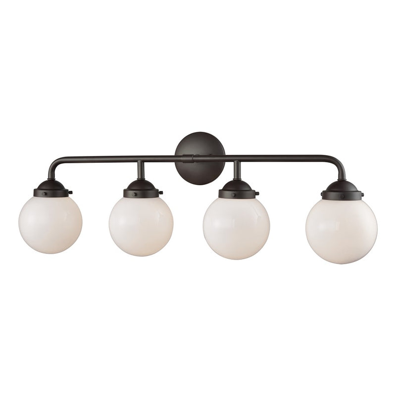 Atlas Lighting Beckett 33in 4-Light Vanity Light | Modern Oil Rubbed Bronze and White Frosted Glass | Bathroom Vanity | Model WL11205-BZ1