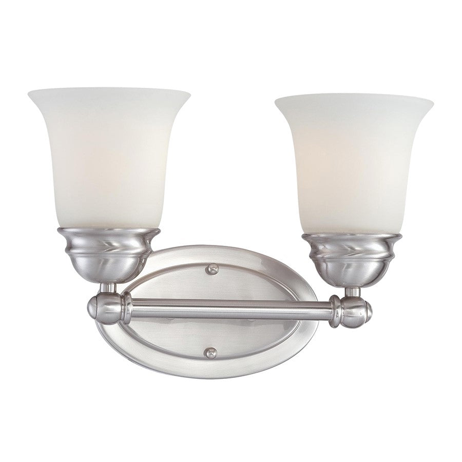 Atlas Lighting Bella 13''W 2Lt Vanity Light, Brushed Nickel/White - WL11206-NK