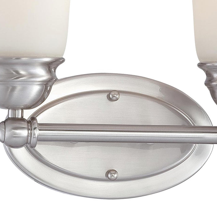 Atlas Lighting Bella 13''W 2Lt Vanity Light, Brushed Nickel/White