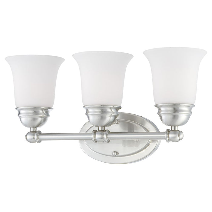 Atlas Lighting Bella 18''W 3Lt Vanity Light, Brushed Nickel/White