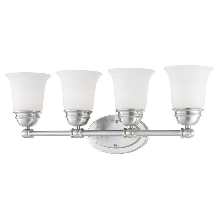 Atlas Lighting Bella 24.5'' Wide 4Lt Vanity Light, Nickel/White