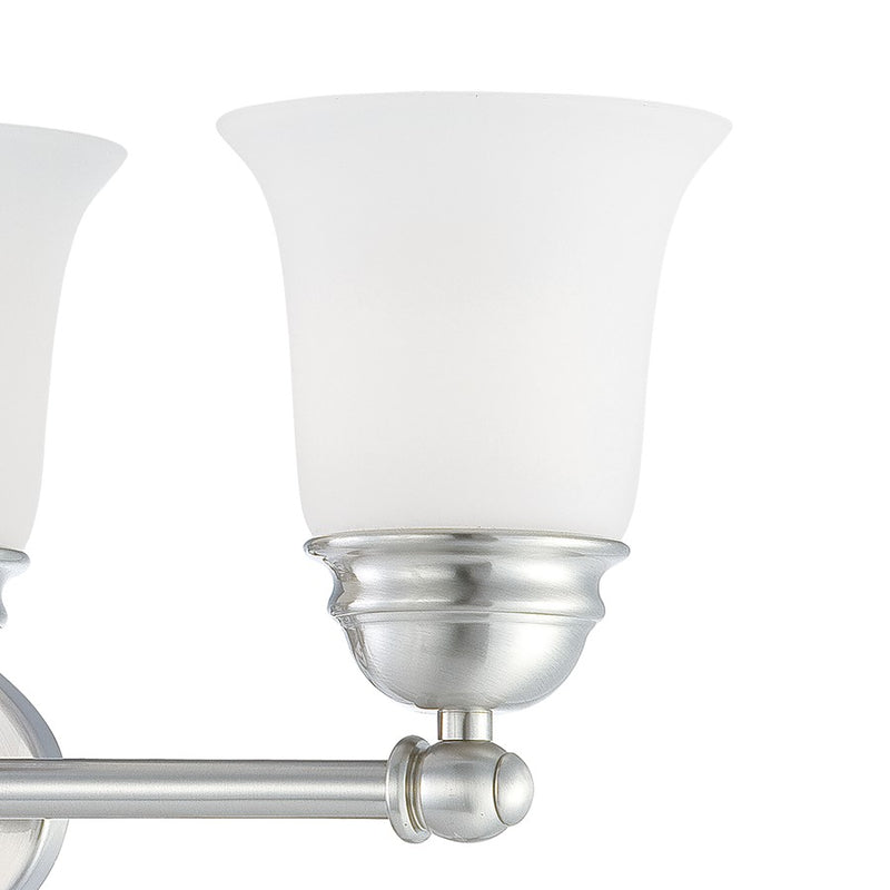 Atlas Lighting Bella 24in 4-Light Vanity Light | Traditional Brushed Nickel and White Frosted Glass | Bathroom Vanity | Model WL11208-NK