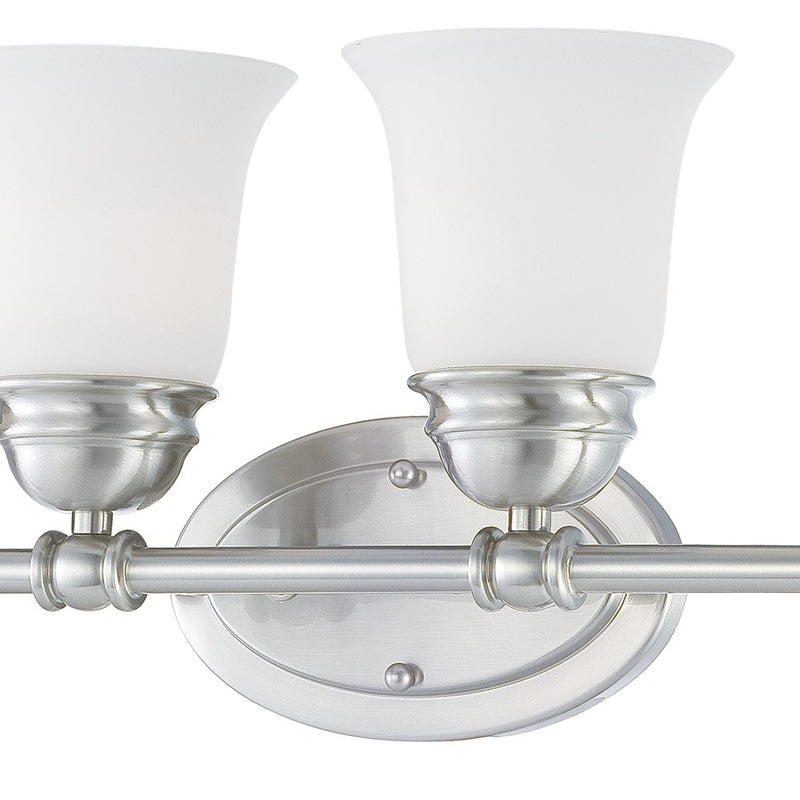 Atlas Lighting Bella 24in 4-Light Vanity Light | Traditional Brushed Nickel and White Frosted Glass | Bathroom Vanity | Model WL11208-NK