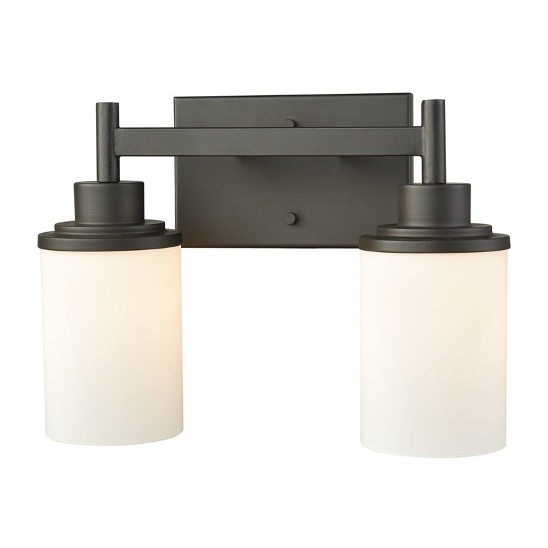 Atlas Lighting Belmar 13in 2-Light Vanity Light | Traditional Oil Rubbed Bronze and White Frosted Glass | Bathroom & Powder Room | Model WL11210-BZ