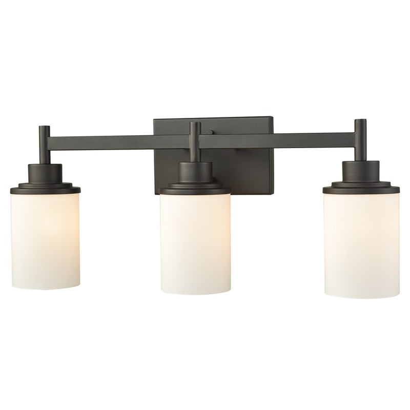 Atlas Lighting Belmar 22in 3-Light Vanity Light | Traditional Oil Rubbed Bronze and White Frosted Glass | Bathroom & Powder Room | Model WL11211-BZ