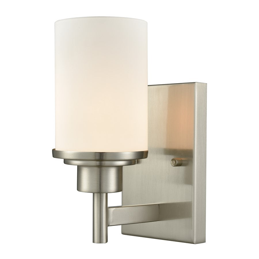 Atlas Lighting Belmar 9'' High 1Lt Sconce, Brushed Nickel/White