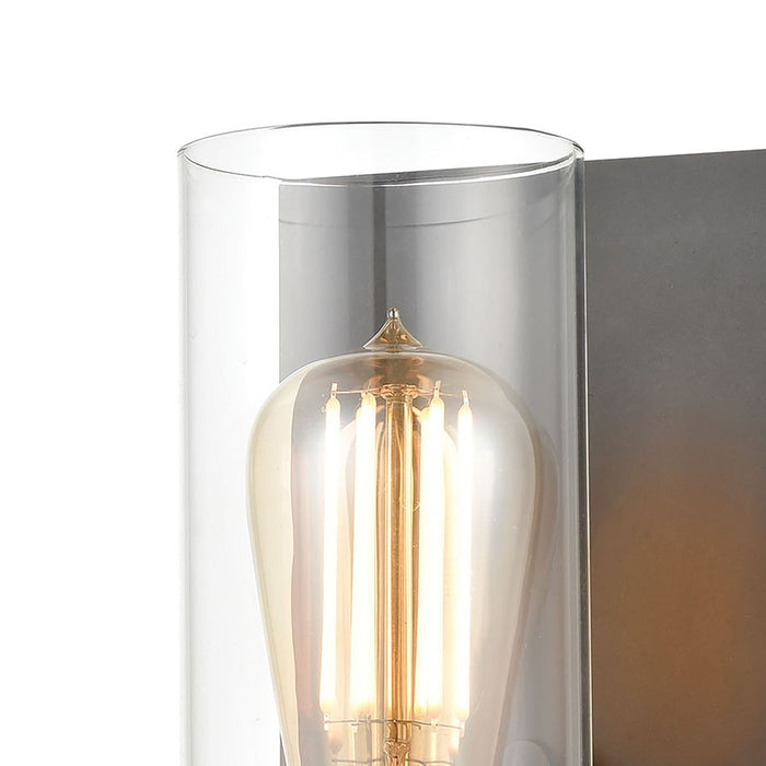 Atlas Lighting Bergenline 10'' High 1Lt Sconce, Matte Black/Clear