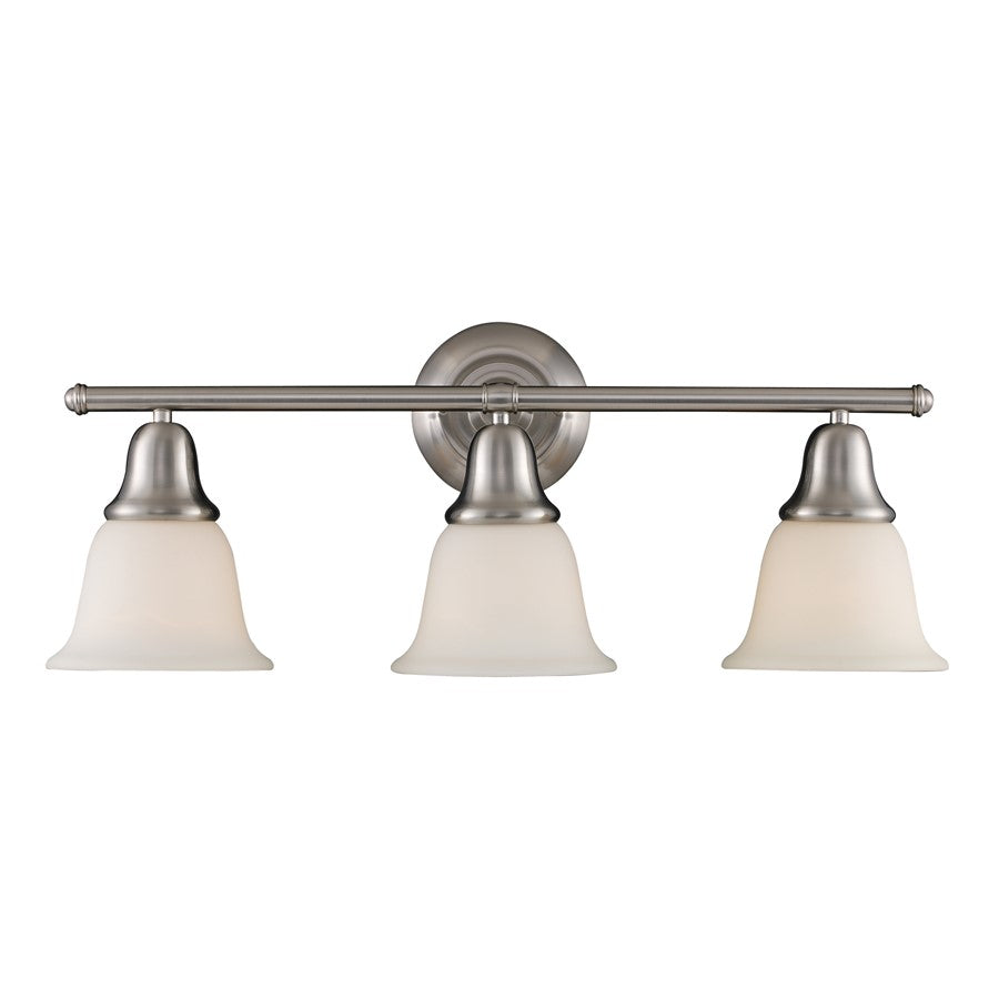 Atlas Lighting Berwick 26.5'' Wide 3Lt Vanity Light, Nickel/White