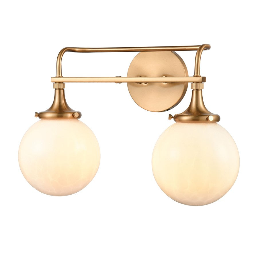 Atlas Lighting Beverly Hills 17''W 2Lt Vanity Light, Brass/White