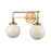 Atlas Lighting Beverly Hills 17''W 2Lt Vanity Light, Brass/White
