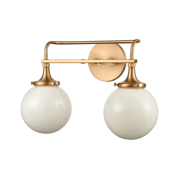 Atlas Lighting Beverly Hills 17''W 2Lt Vanity Light, Brass/White