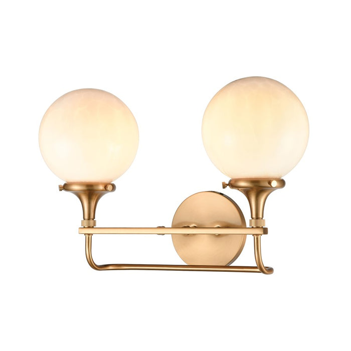 Atlas Lighting Beverly Hills 17''W 2Lt Vanity Light, Brass/White