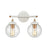 Atlas Lighting Boudreaux 15'' Wide 2Lt Vanity Light, White/Clear