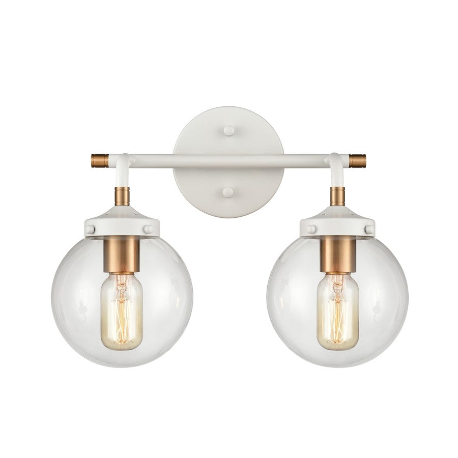 Atlas Lighting Boudreaux 15'' Wide 2Lt Vanity Light, White/Clear