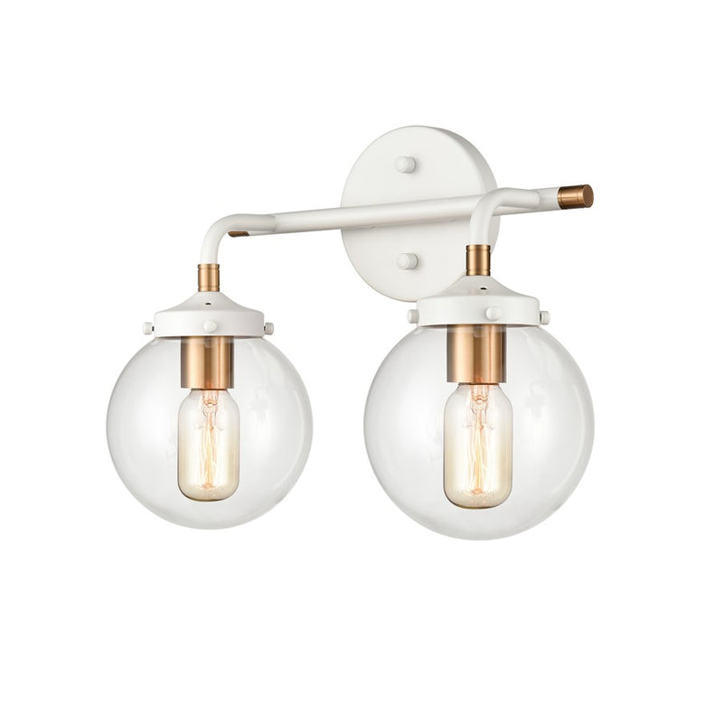 Atlas Lighting Boudreaux 15'' Wide 2Lt Vanity Light, White/Clear
