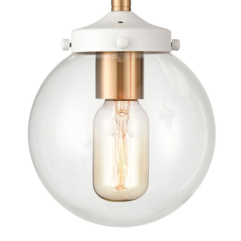 Atlas Lighting Boudreaux 15in 2-Light Vanity Light | Mid-Century Matte White and Satin Brass with Clear Glass | Bathroom Vanity | Model WL11218-WH