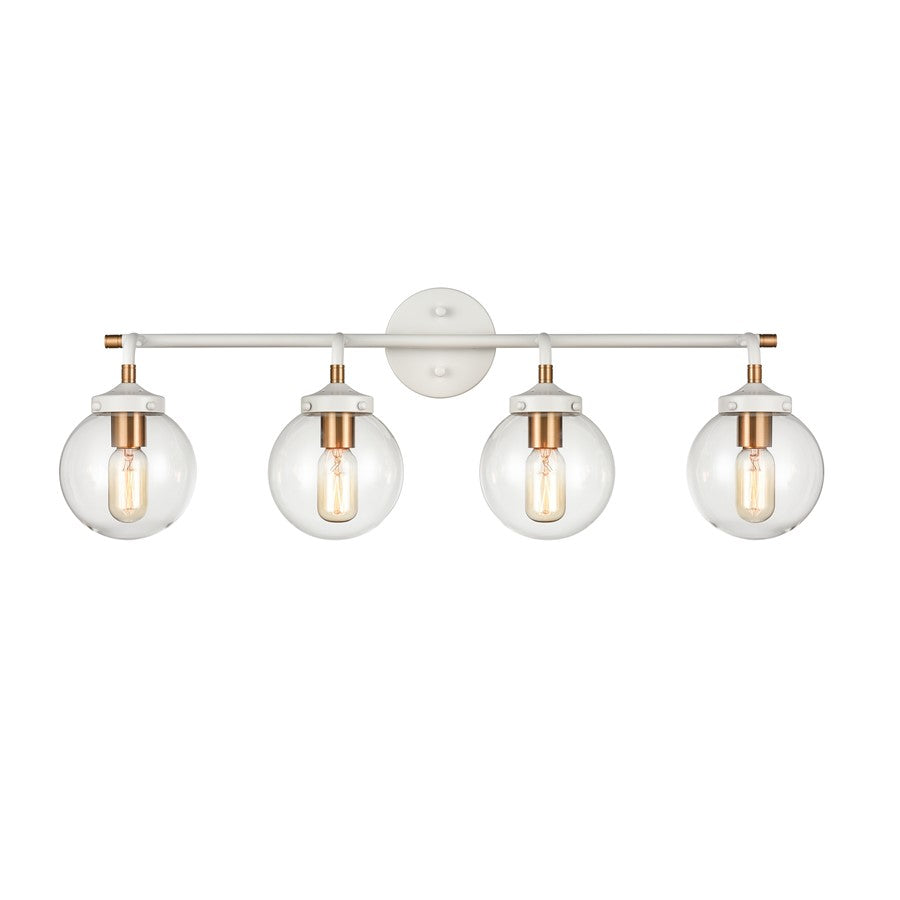 Atlas Lighting Boudreaux 33'' Wide 4Lt Vanity Light, White/Clear