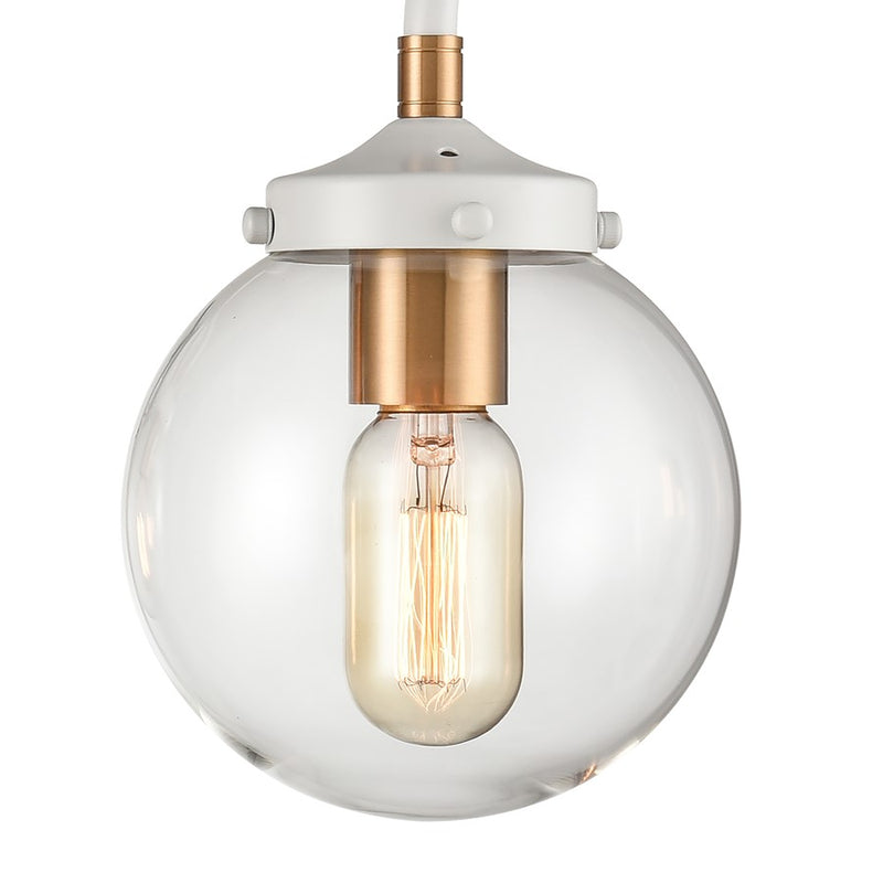 Atlas Lighting Boudreaux 33in 4-Light Vanity Light | Modern Matte White and Satin Brass with Clear Glass | Bathroom Vanity | Model WL11220-WH