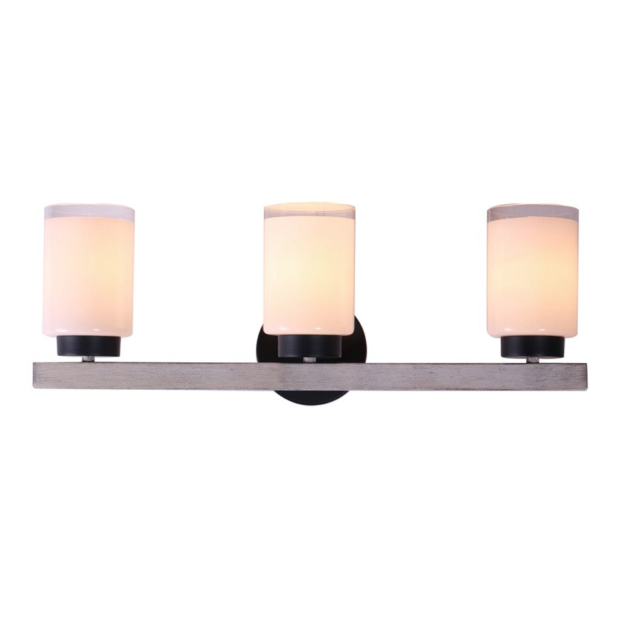 Atlas Lighting Briggs 24'' Wide 3Lt Vanity Light, Black/White