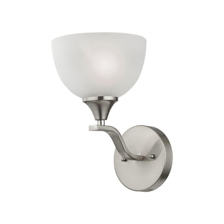 Atlas Lighting Bristol Lane 6'' Wide 1Lt Vanity Light, Nickel/White