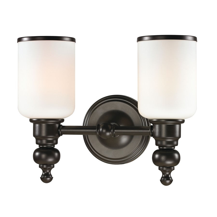 Atlas Lighting Bristol Way 13'' Wide 2Lt Vanity Light, Bronze/White