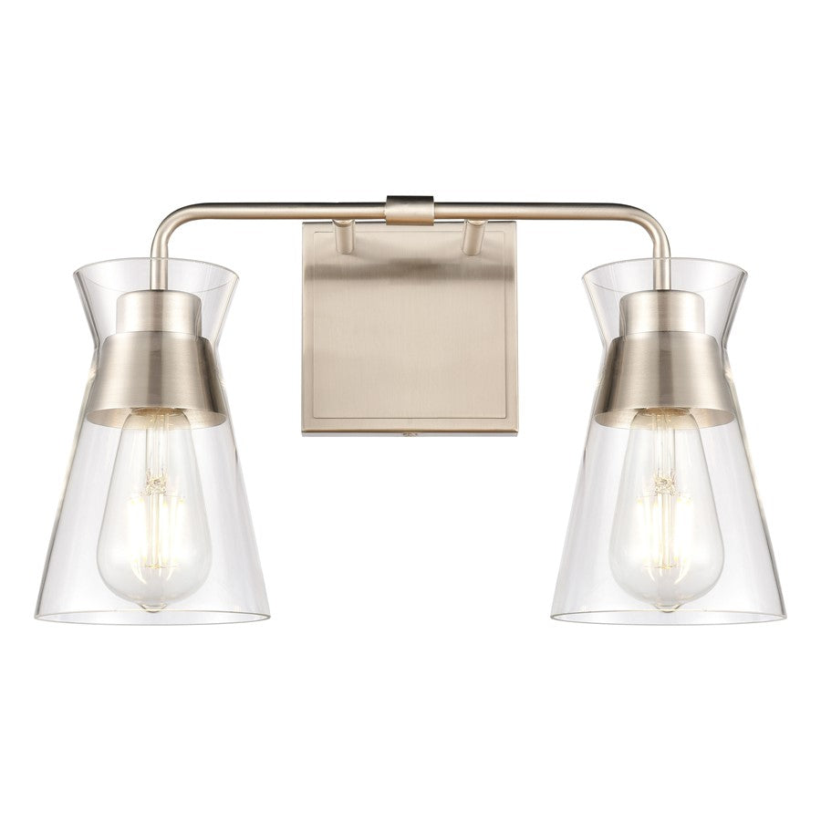 Atlas Lighting Brookville 15'' Wide 2Lt Vanity Light, Nickel/Clear